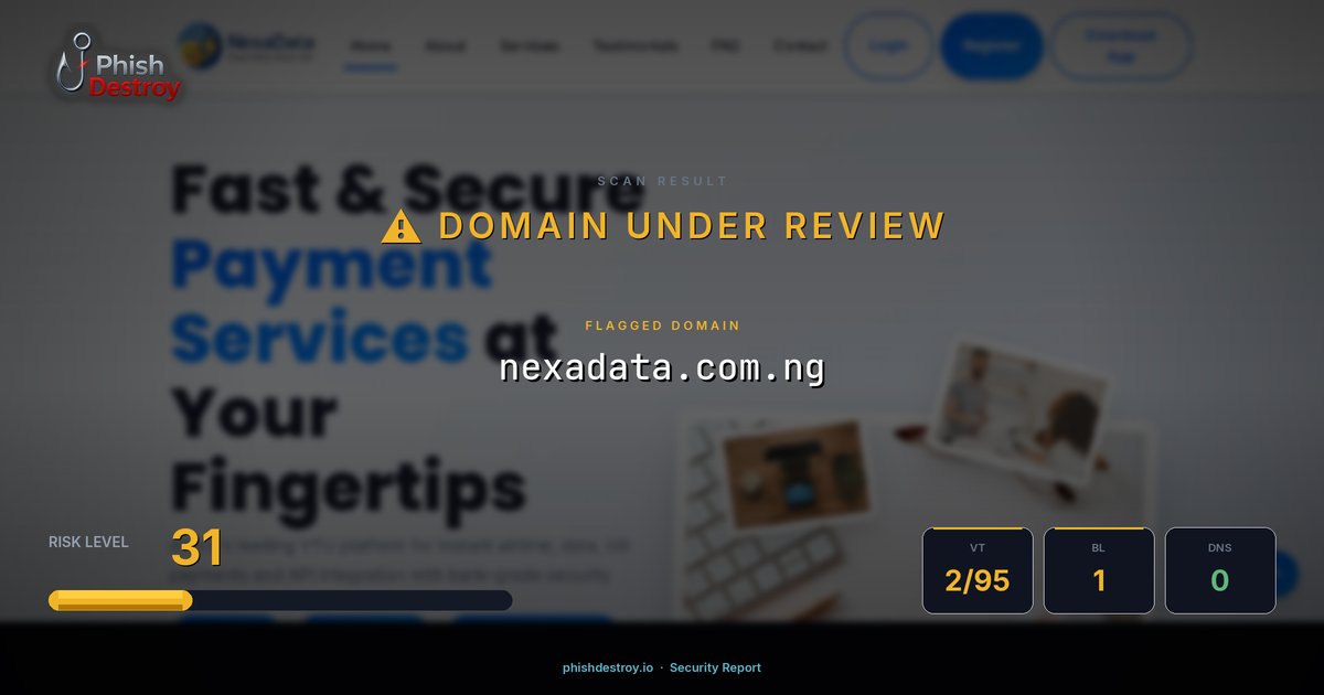nexadata.com.ng phishing report — threat analysis by PhishDestroy