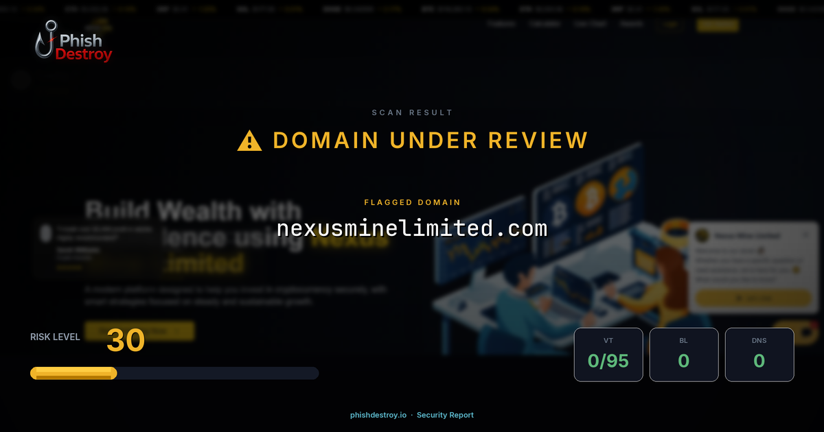 nexusminelimited.com phishing report — threat analysis by PhishDestroy