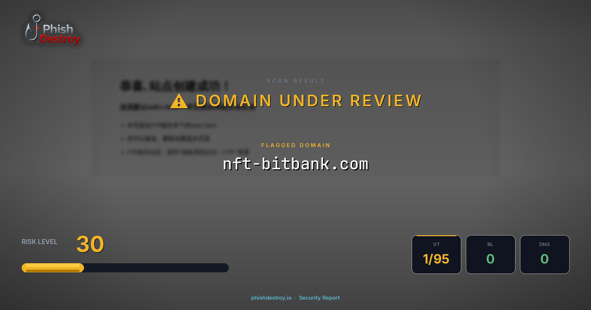nft-bitbank.com phishing report — threat analysis by PhishDestroy