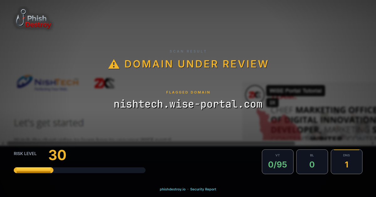 nishtech.wise-portal.com phishing report — threat analysis by PhishDestroy