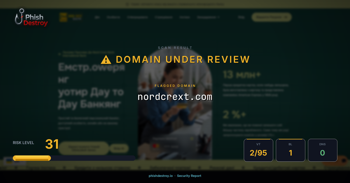 nordcrext.com phishing report — threat analysis by PhishDestroy