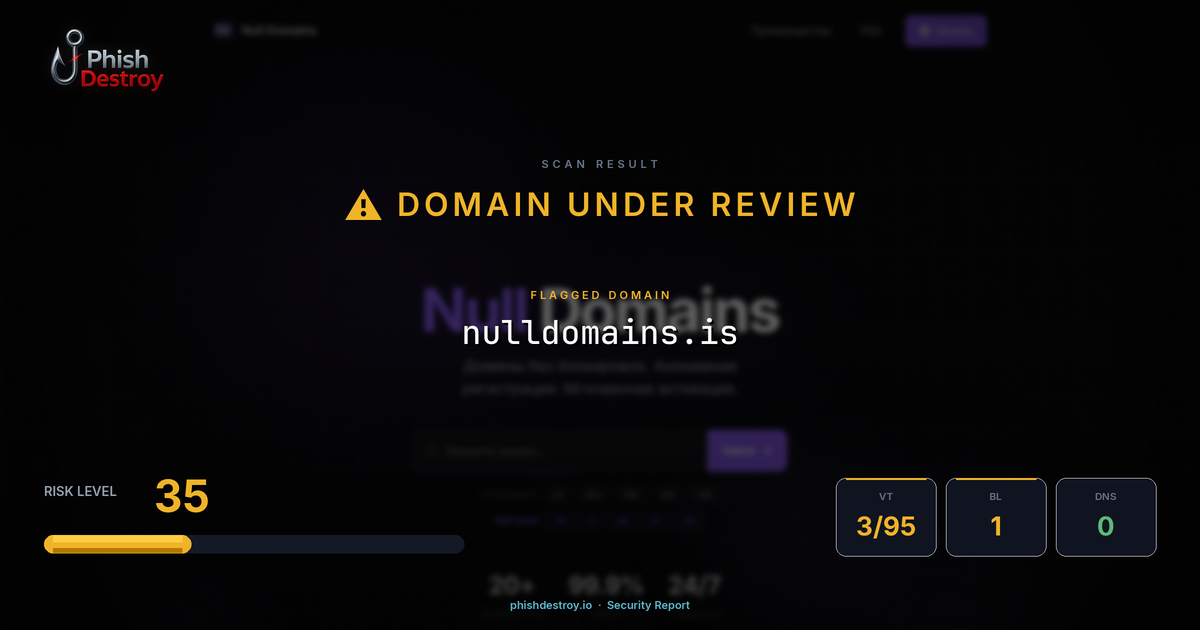 nulldomains.is phishing report — threat analysis by PhishDestroy