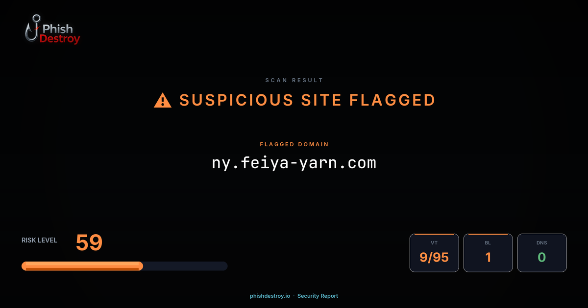 ny.feiya-yarn.com phishing report — threat analysis by PhishDestroy