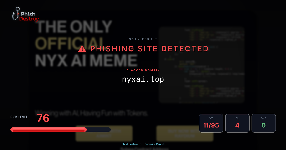 nyxai.top phishing report — threat analysis by PhishDestroy