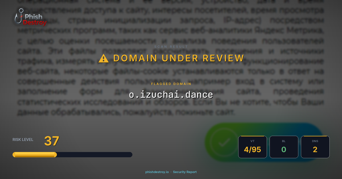 o.izuchai.dance phishing report — threat analysis by PhishDestroy