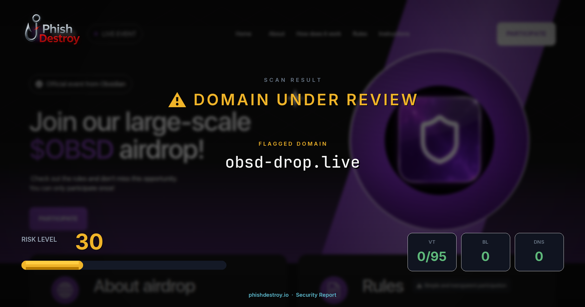 obsd-drop.live phishing report — threat analysis by PhishDestroy
