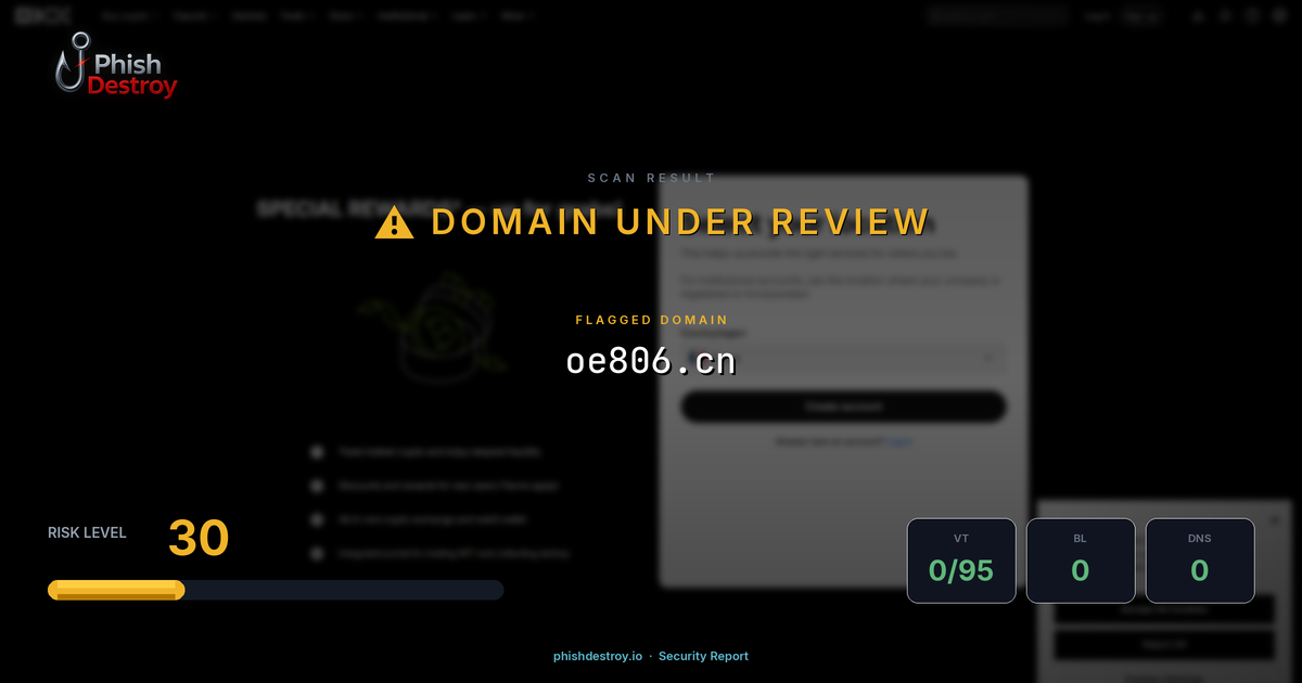 oe806.cn phishing report — threat analysis by PhishDestroy