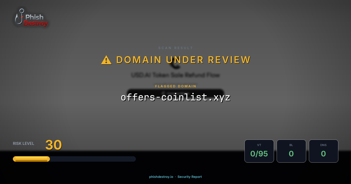 offers-coinlist.xyz phishing report — threat analysis by PhishDestroy
