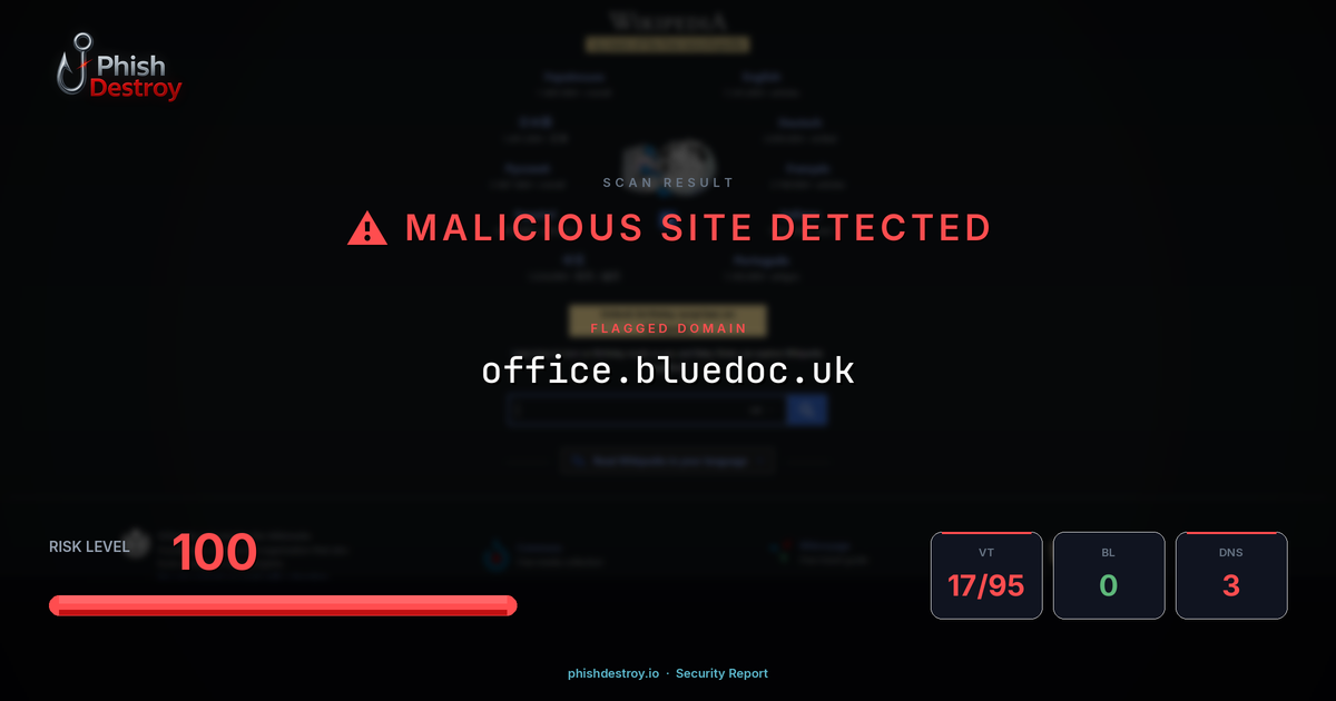office.bluedoc.uk phishing report — threat analysis by PhishDestroy