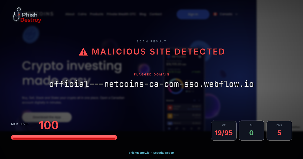 official---netcoins-ca-com-sso.webflow.io phishing report — threat analysis by PhishDestroy