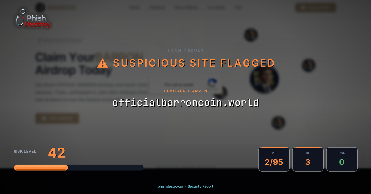 officialbarroncoin.world phishing report — threat analysis by PhishDestroy