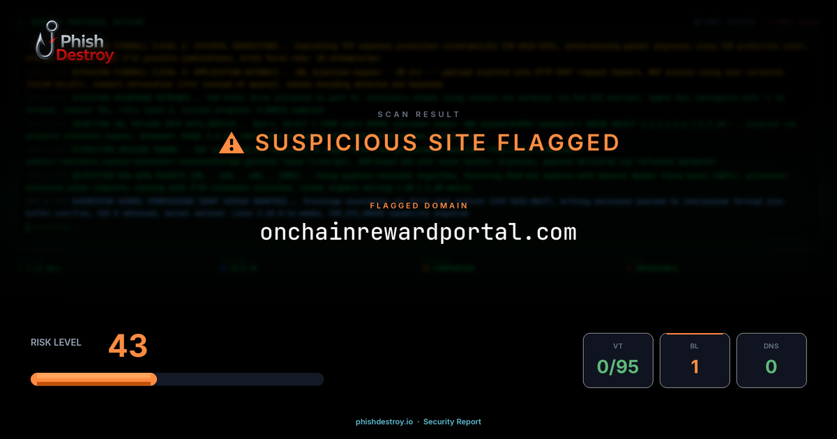 onchainrewardportal.com phishing report — threat analysis by PhishDestroy