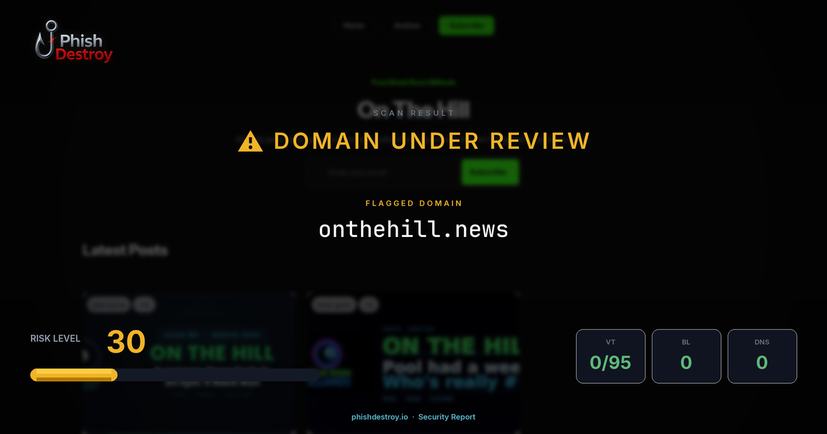 onthehill.news phishing report — threat analysis by PhishDestroy