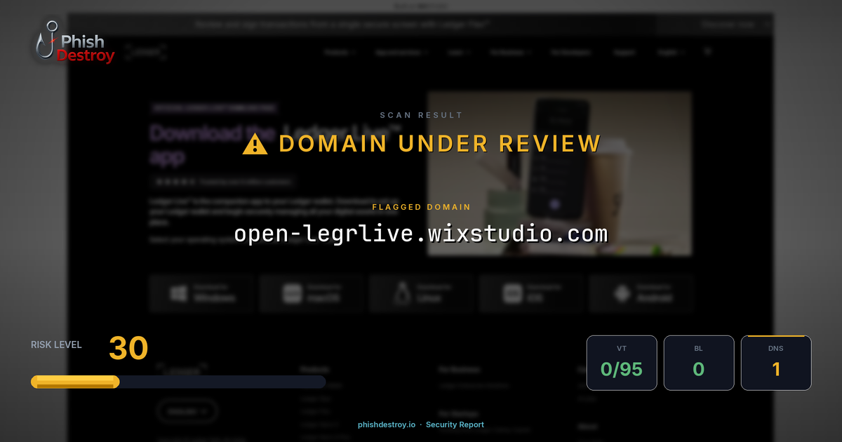 open-legrlive.wixstudio.com phishing report — threat analysis by PhishDestroy