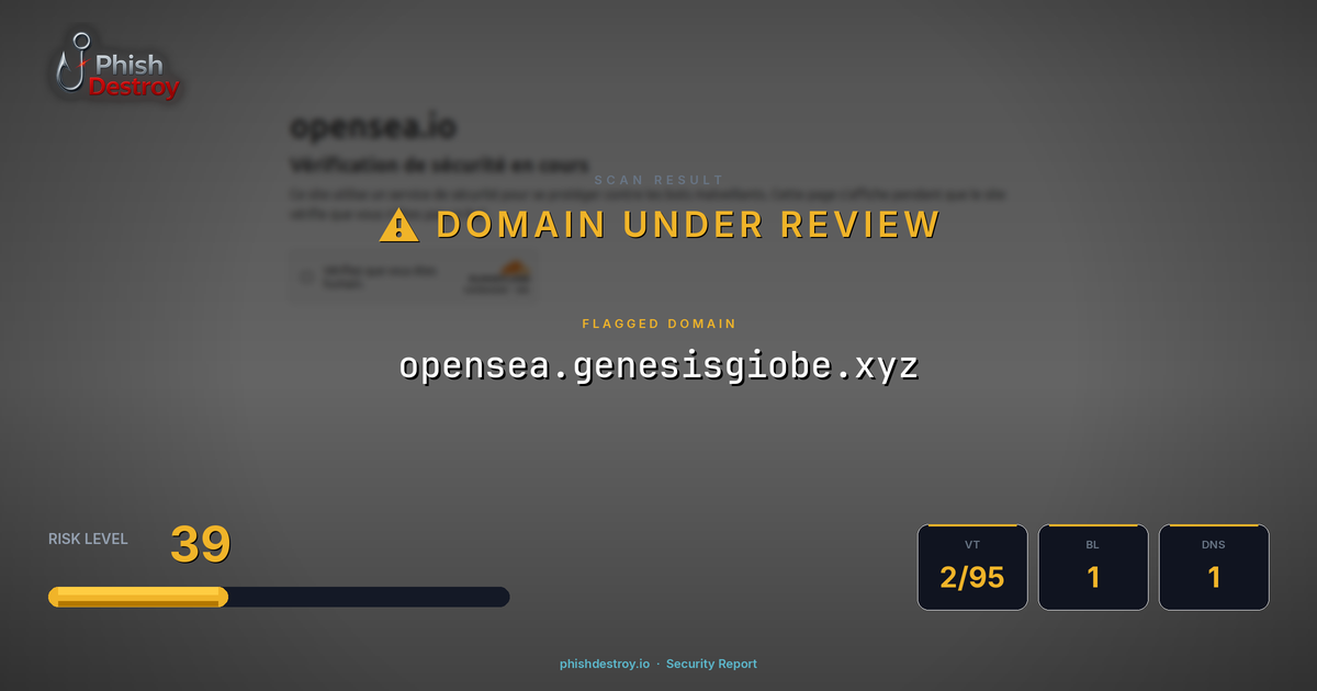 opensea.genesisgiobe.xyz phishing report — threat analysis by PhishDestroy
