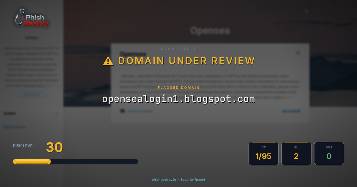 opensealogin1.blogspot.com phishing report — threat analysis by PhishDestroy