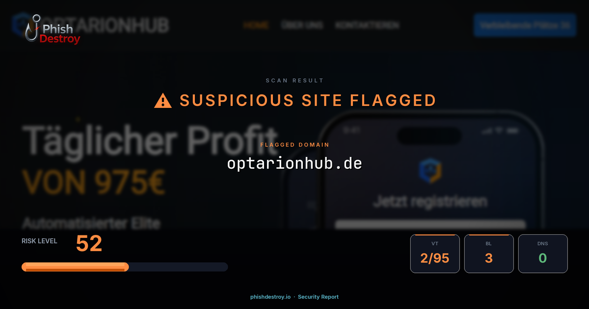 optarionhub.de phishing report — threat analysis by PhishDestroy
