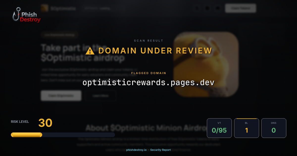 optimisticrewards.pages.dev phishing report — threat analysis by PhishDestroy