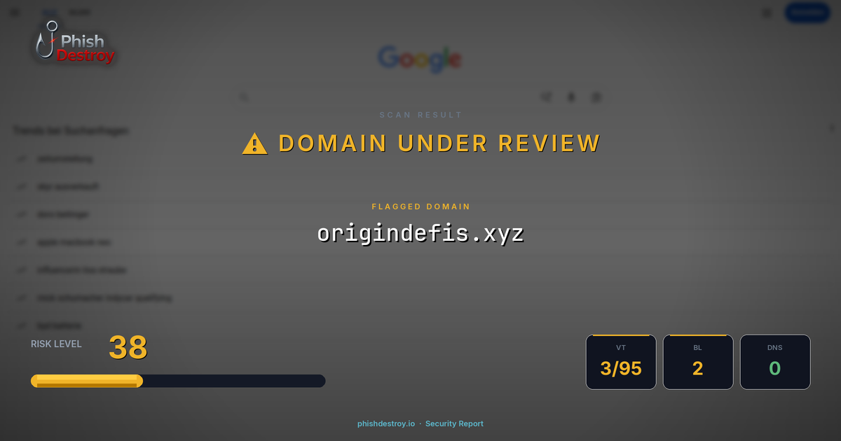 origindefis.xyz phishing report — threat analysis by PhishDestroy
