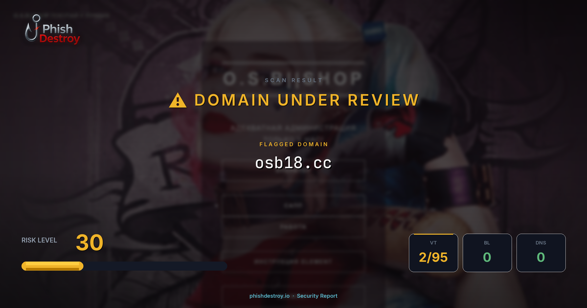 osb18.cc phishing report — threat analysis by PhishDestroy