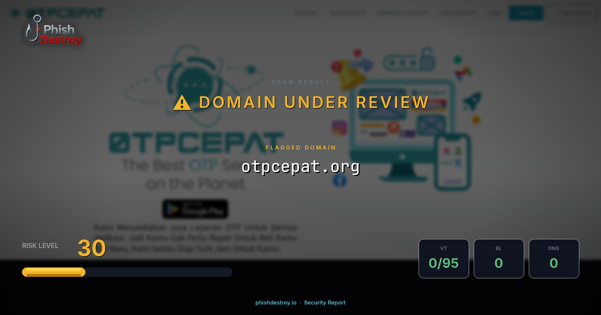 otpcepat.org phishing report — threat analysis by PhishDestroy