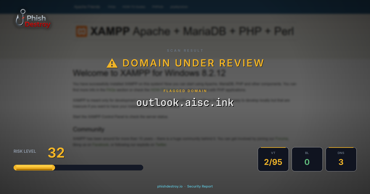 outlook.aisc.ink phishing report — threat analysis by PhishDestroy