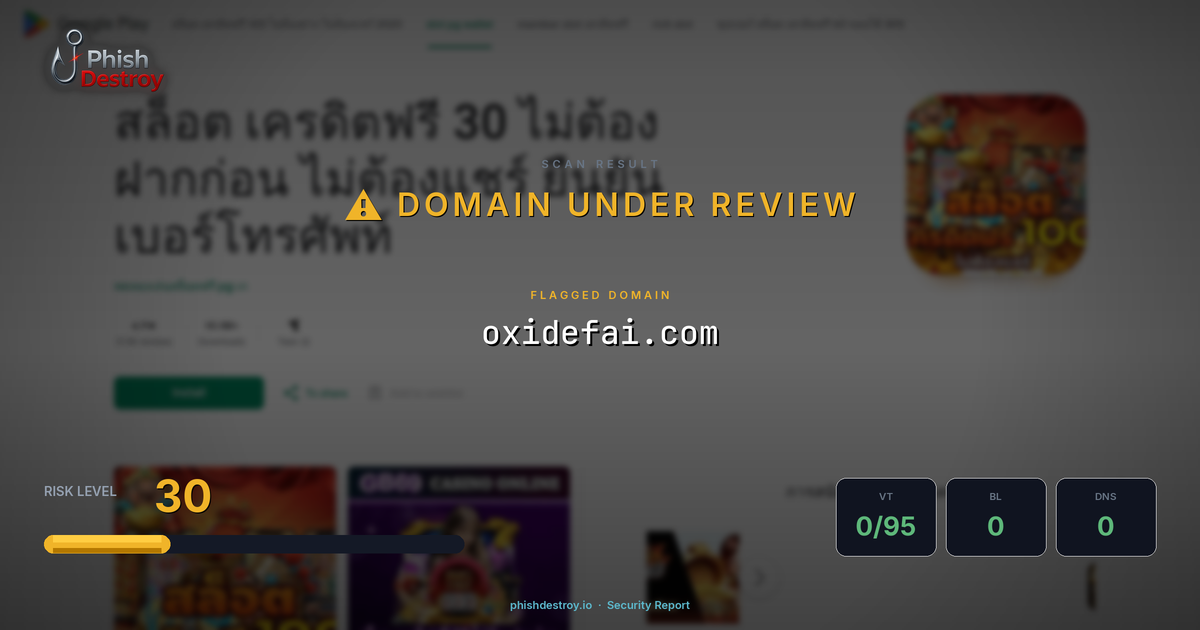 oxidefai.com phishing report — threat analysis by PhishDestroy