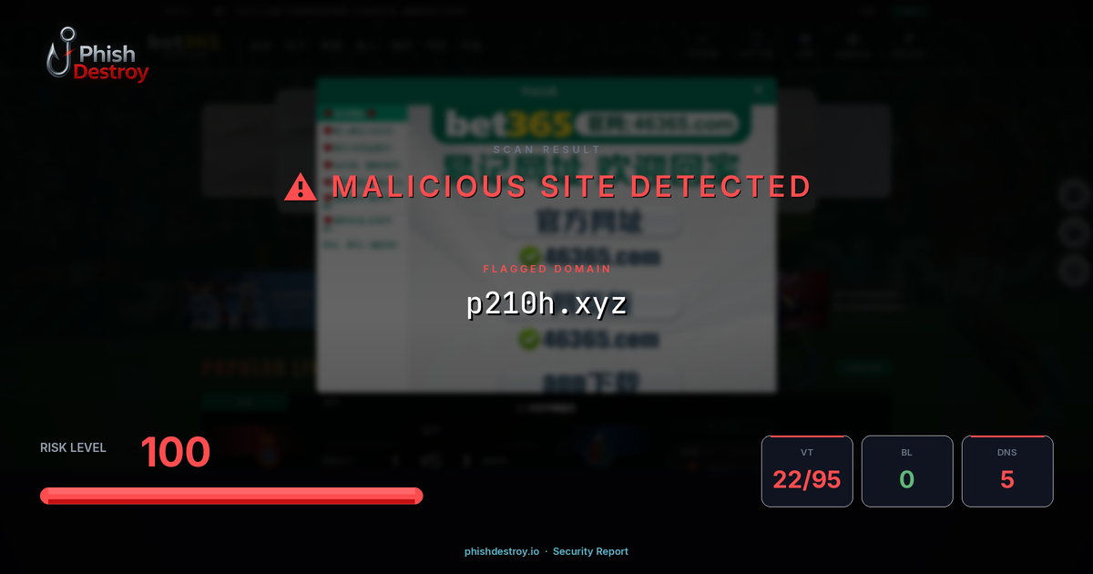 p210h.xyz phishing report — threat analysis by PhishDestroy