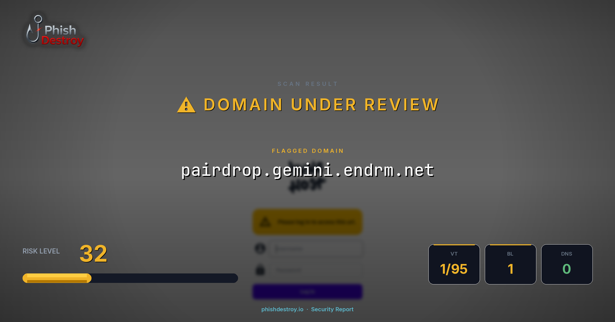 pairdrop.gemini.endrm.net phishing report — threat analysis by PhishDestroy