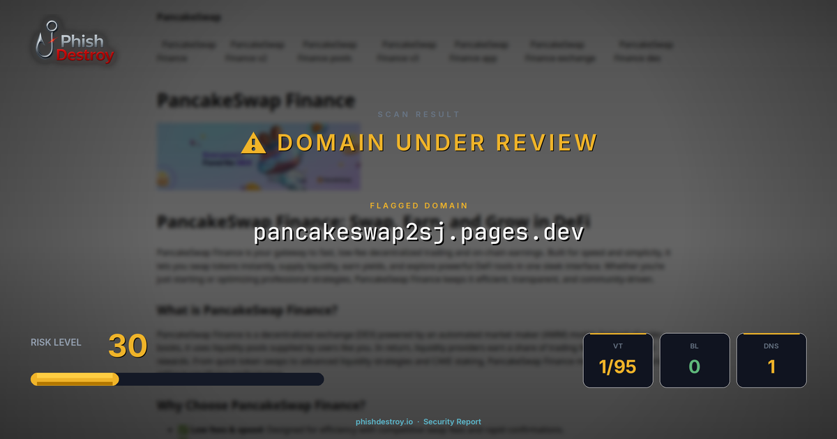 pancakeswap2sj.pages.dev phishing report — threat analysis by PhishDestroy