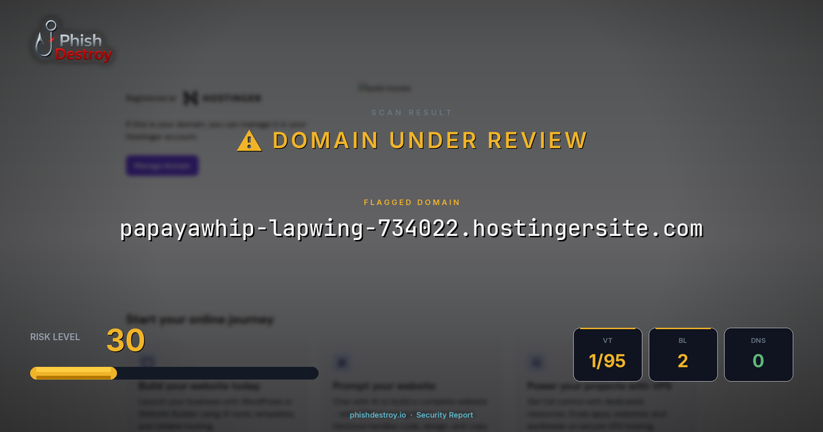 papayawhip-lapwing-734022.hostingersite.com phishing report — threat analysis by PhishDestroy