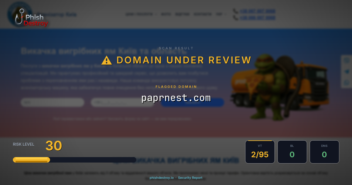 paprnest.com phishing report — threat analysis by PhishDestroy