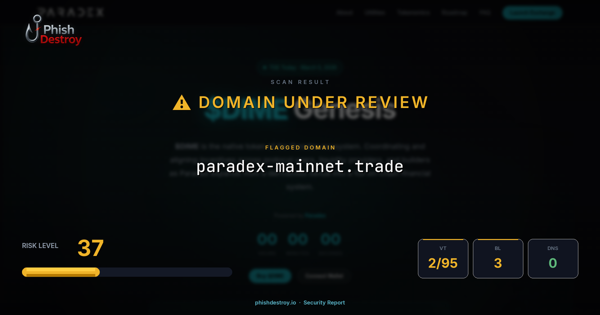 paradex-mainnet.trade phishing report — threat analysis by PhishDestroy