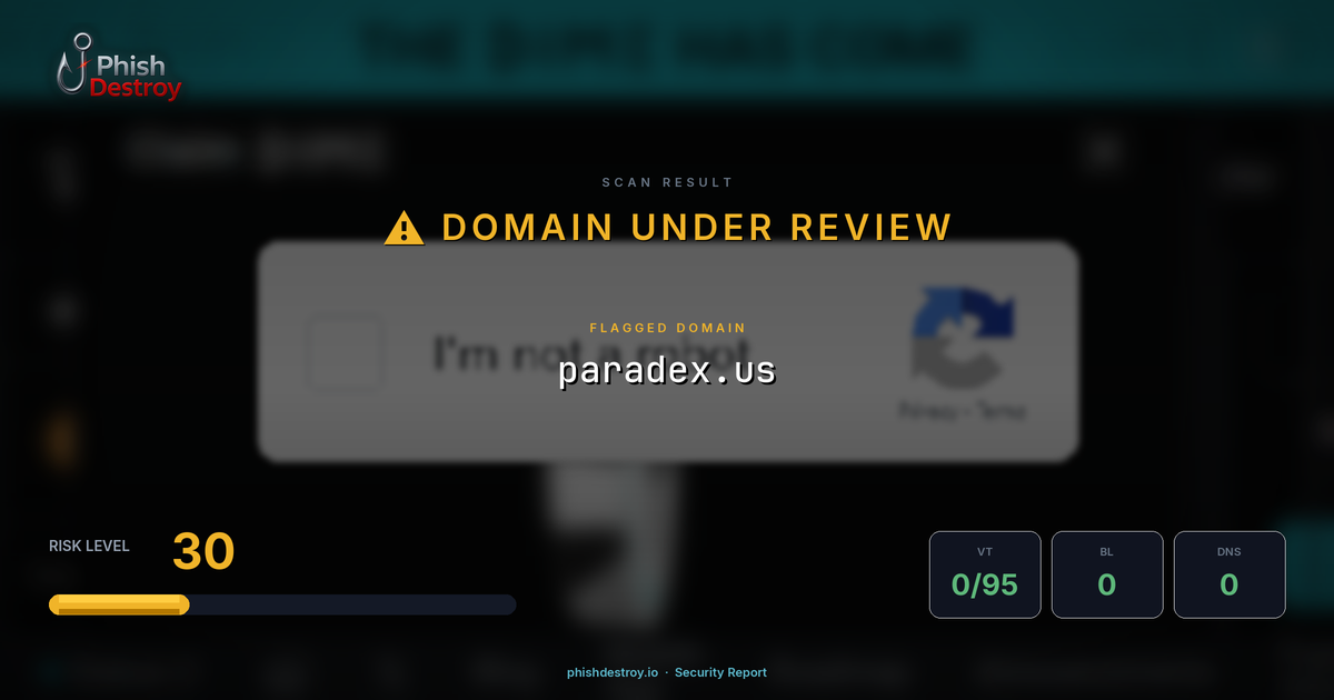 paradex.us phishing report — threat analysis by PhishDestroy