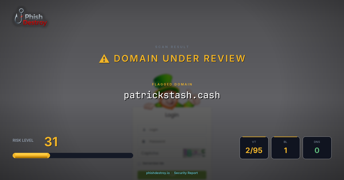 patrickstash.cash phishing report — threat analysis by PhishDestroy