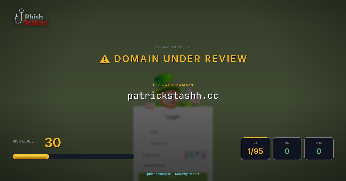 patrickstashh.cc phishing report — threat analysis by PhishDestroy