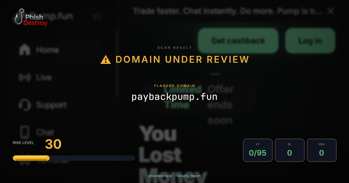 paybackpump.fun phishing report — threat analysis by PhishDestroy