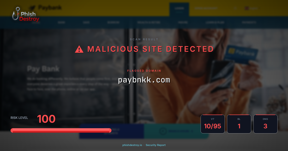 paybnkk.com phishing report — threat analysis by PhishDestroy