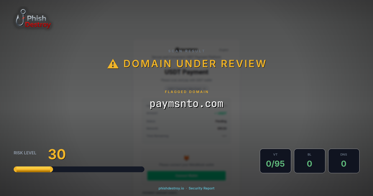 paymsnto.com phishing report — threat analysis by PhishDestroy