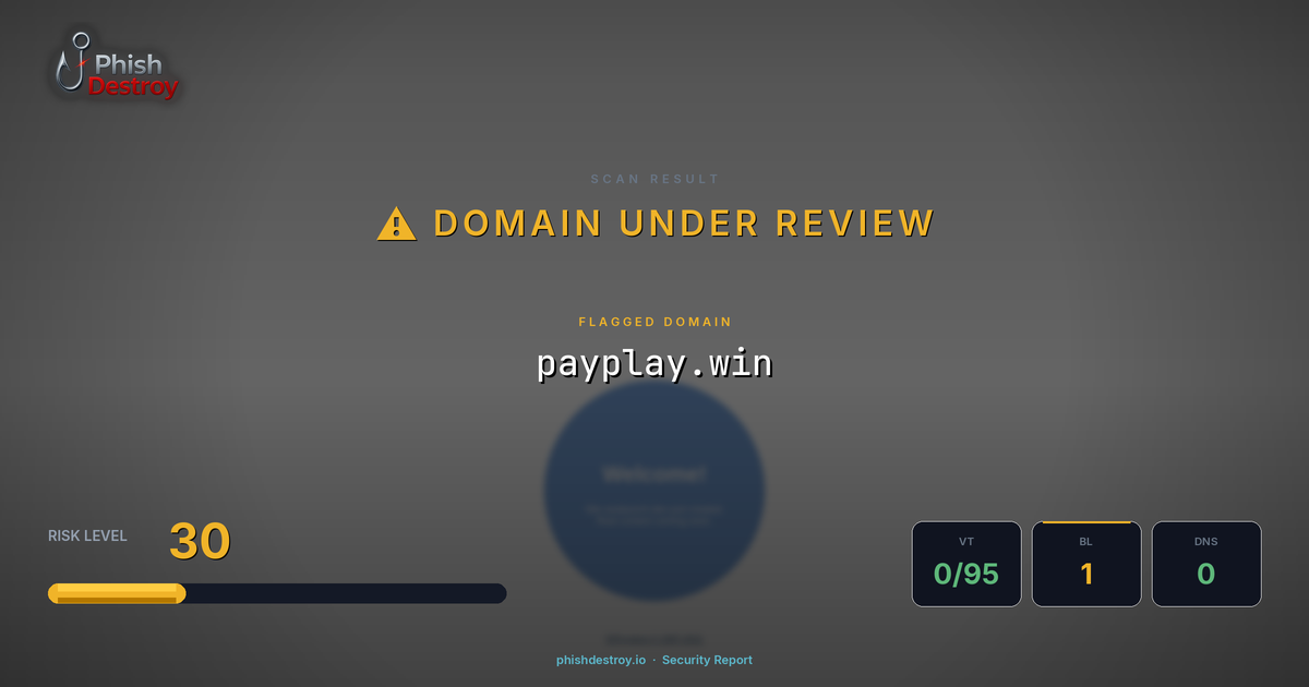 payplay.win phishing report — threat analysis by PhishDestroy