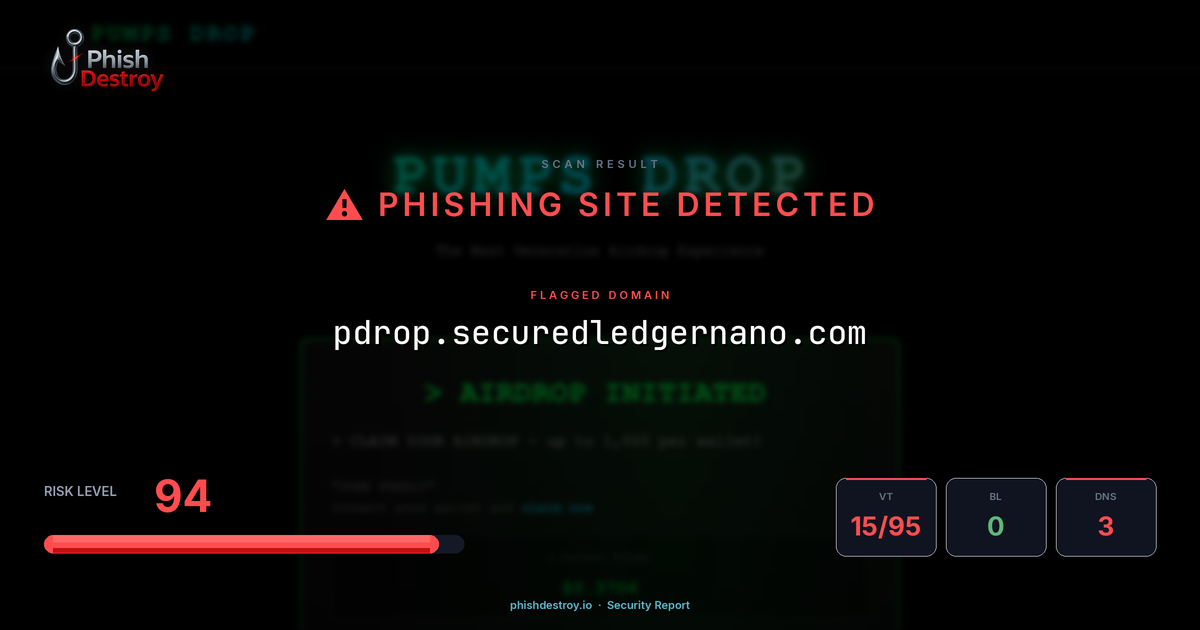pdrop.securedledgernano.com phishing report — threat analysis by PhishDestroy