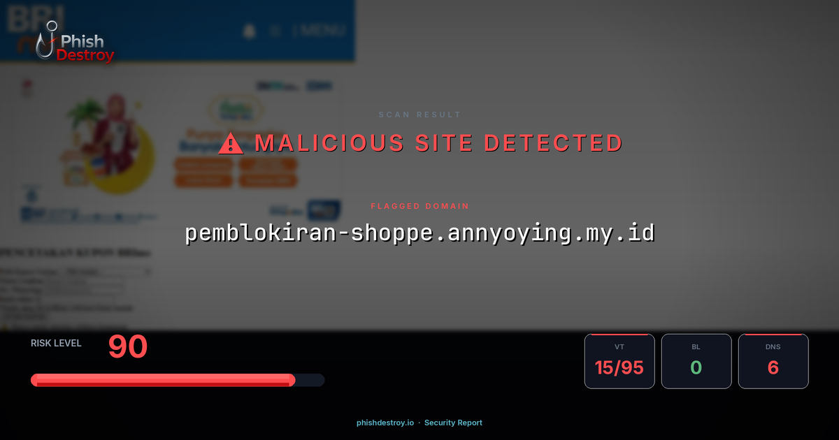 pemblokiran-shoppe.annyoying.my.id phishing report — threat analysis by PhishDestroy