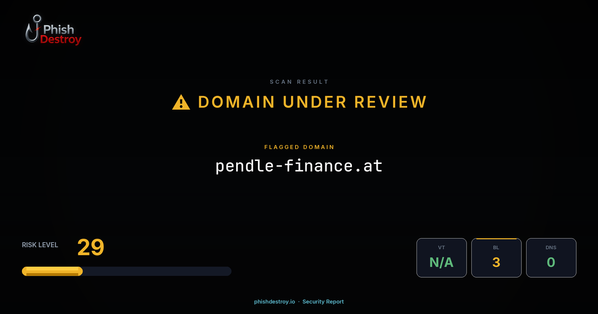 pendle-finance.at phishing report — threat analysis by PhishDestroy