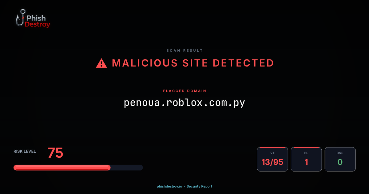 penoua.roblox.com.py phishing report — threat analysis by PhishDestroy