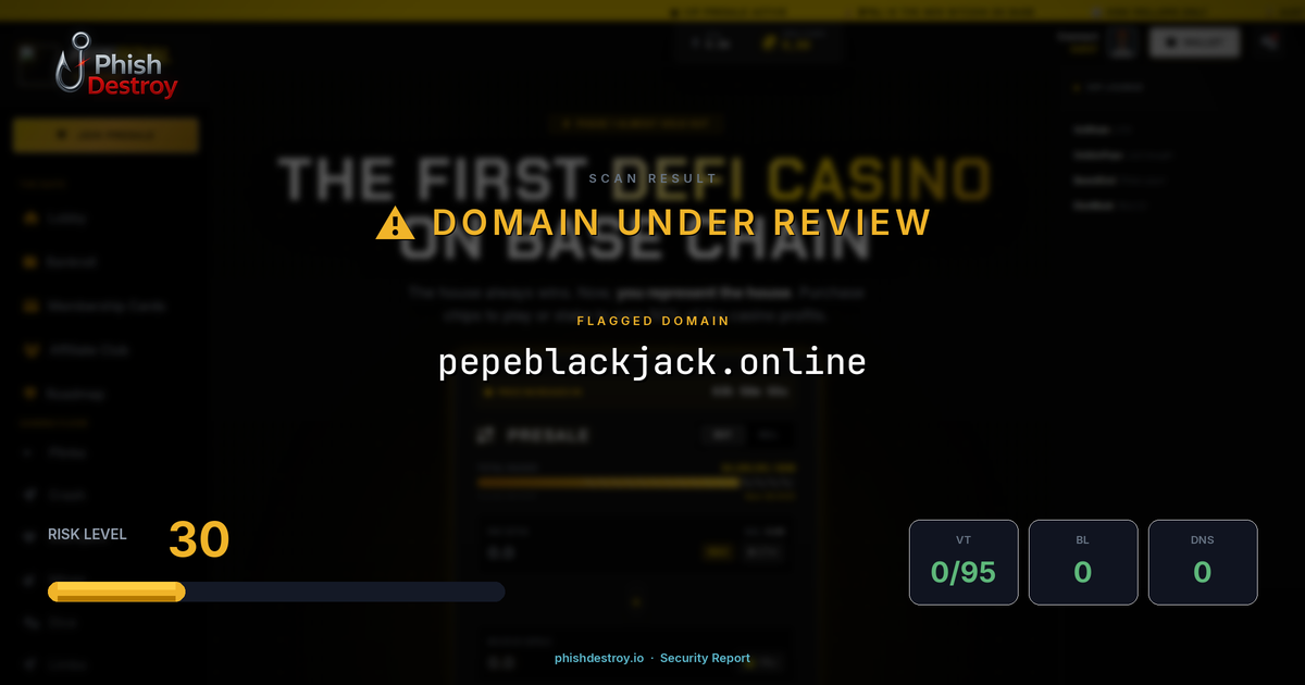 pepeblackjack.online phishing report — threat analysis by PhishDestroy
