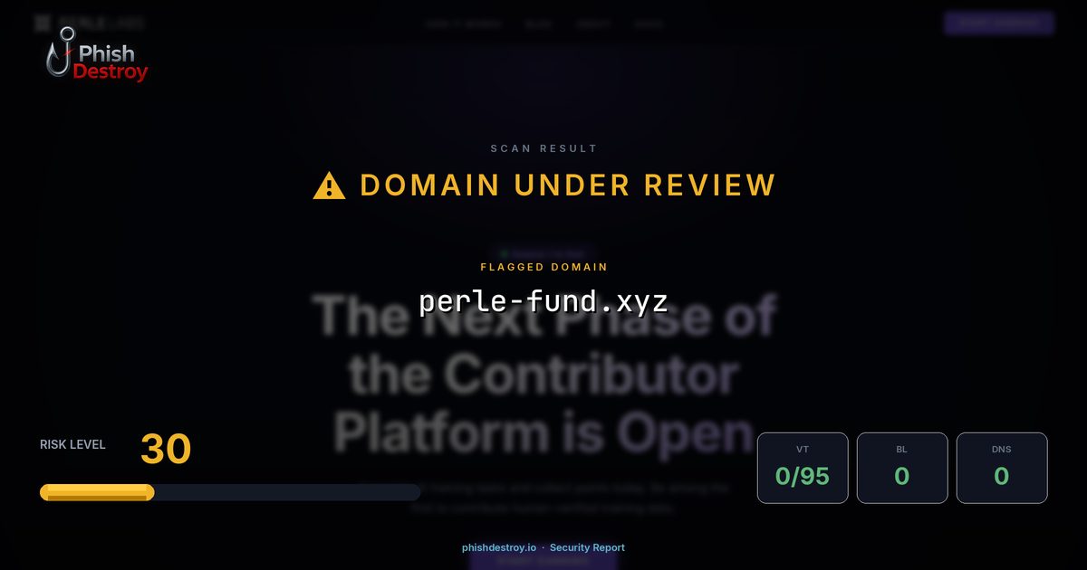 perle-fund.xyz phishing report — threat analysis by PhishDestroy