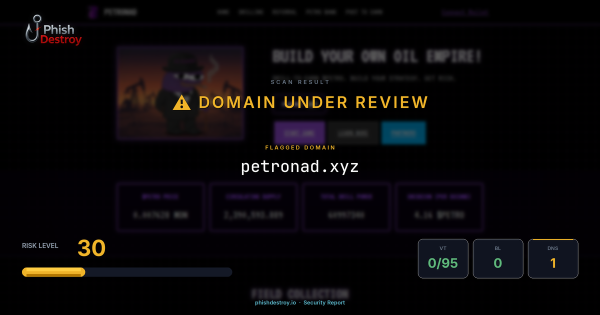 petronad.xyz phishing report — threat analysis by PhishDestroy