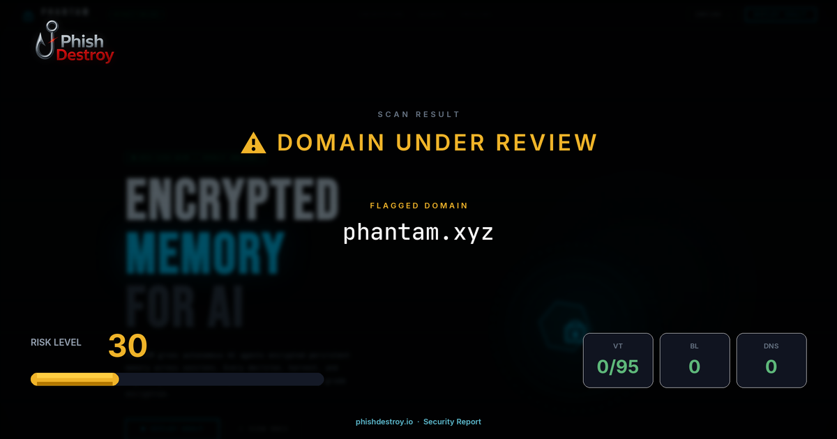 phantam.xyz phishing report — threat analysis by PhishDestroy