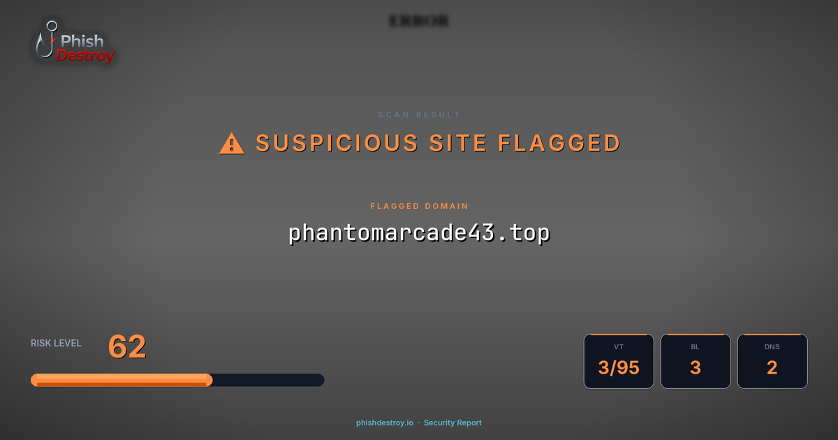 phantomarcade43.top phishing report — threat analysis by PhishDestroy