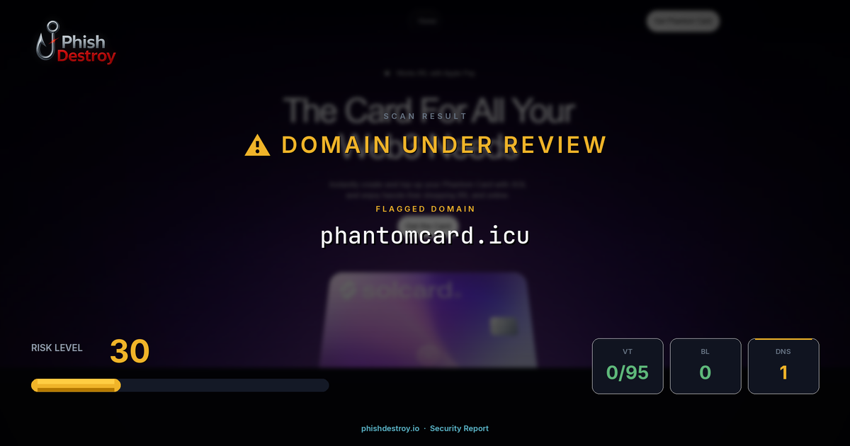 phantomcard.icu phishing report — threat analysis by PhishDestroy